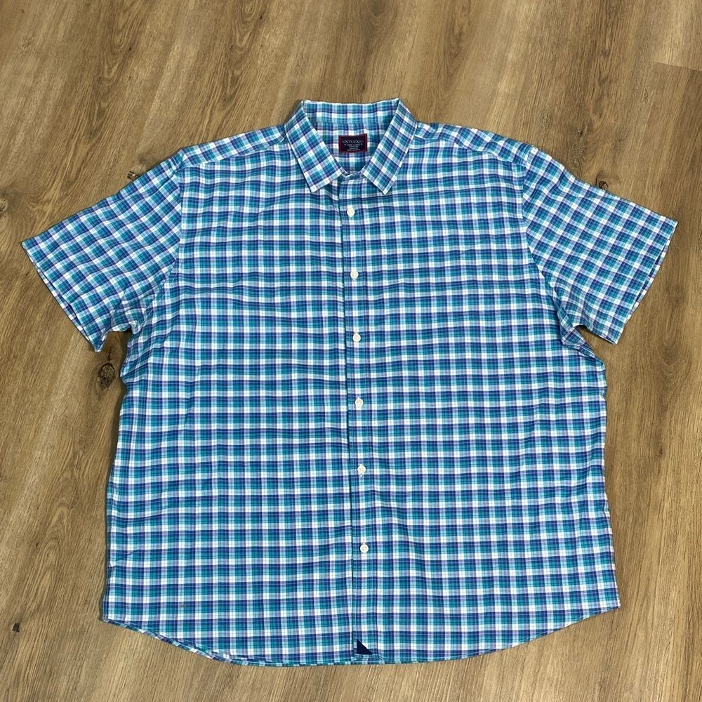 UNTUCKit Men's Shirt Sleeve Blue and White Plaid Shirt size XXXL
